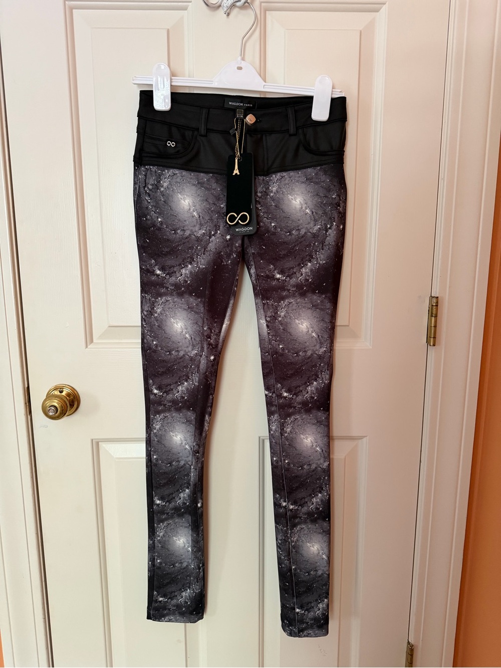Waggon Galaxy Print Skinny Jeans in Black